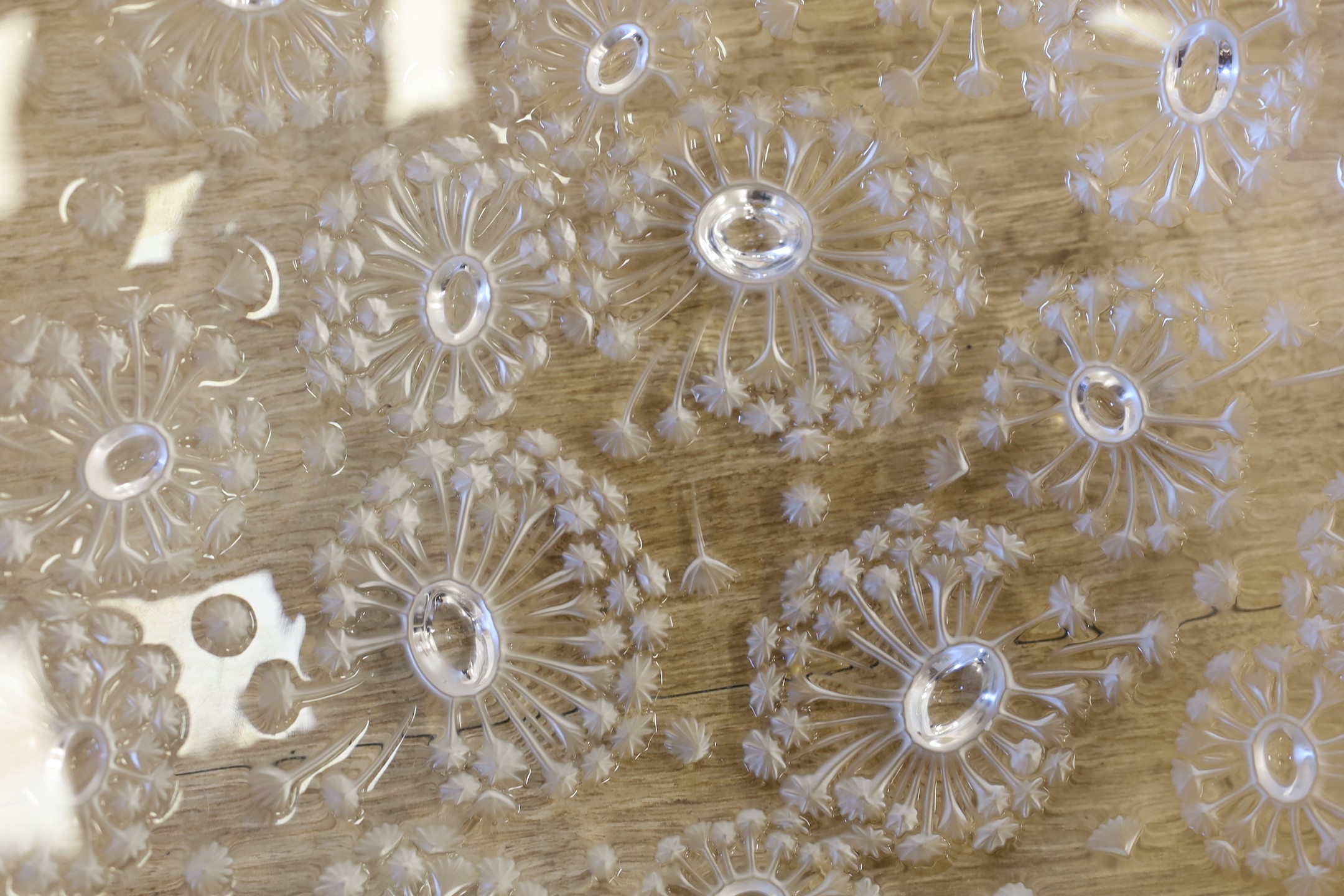 A Lalique dish, ‘Lalique R France’ etched to rim, 34cm diameter